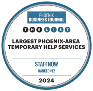 StaffNow receives Phoenix Business Journal's "Largest Temporary Help Services" award in 2024