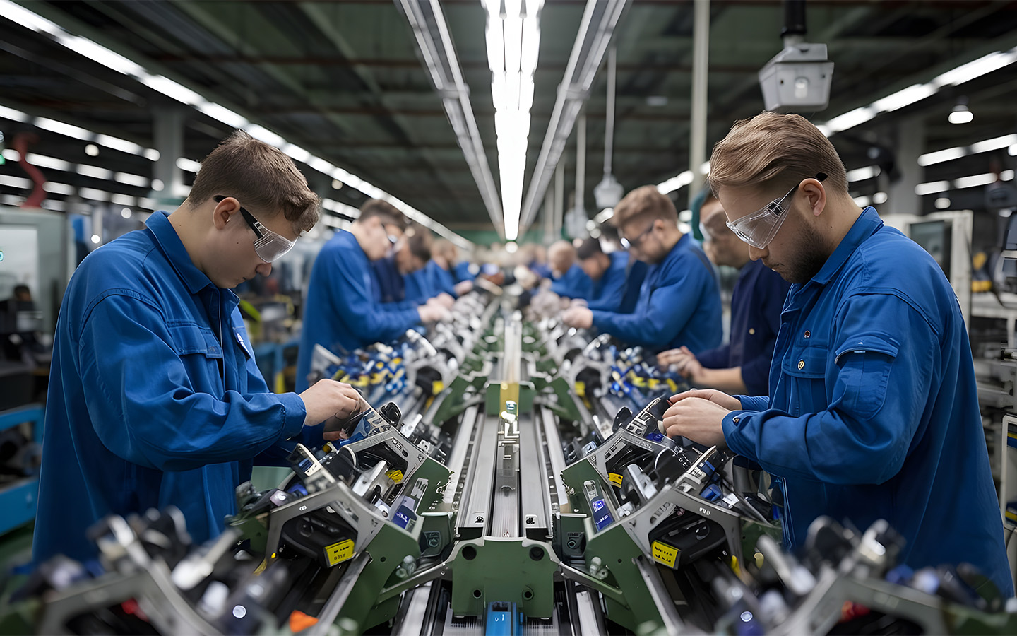 vecteezy workers in blue work clothes working on machines 53888642
